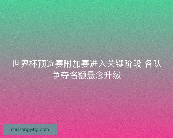 世界杯预选赛附加赛进入关键阶段 各队争夺名额悬念升级 世界杯预选赛附加赛进入关键阶段 各队争夺名额悬念升级